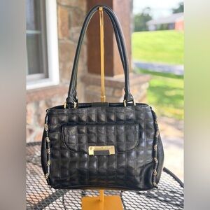 Antonio Melani Black Quilted Gold Hardware Shoulder Bag